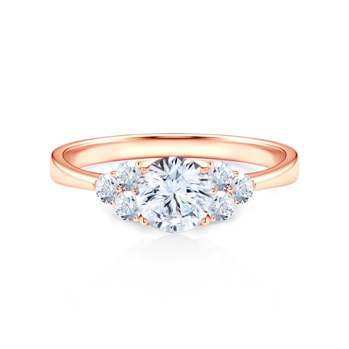 Fairytale Collection | Side-Stone Engagement Ring: rose gold, white sapphire