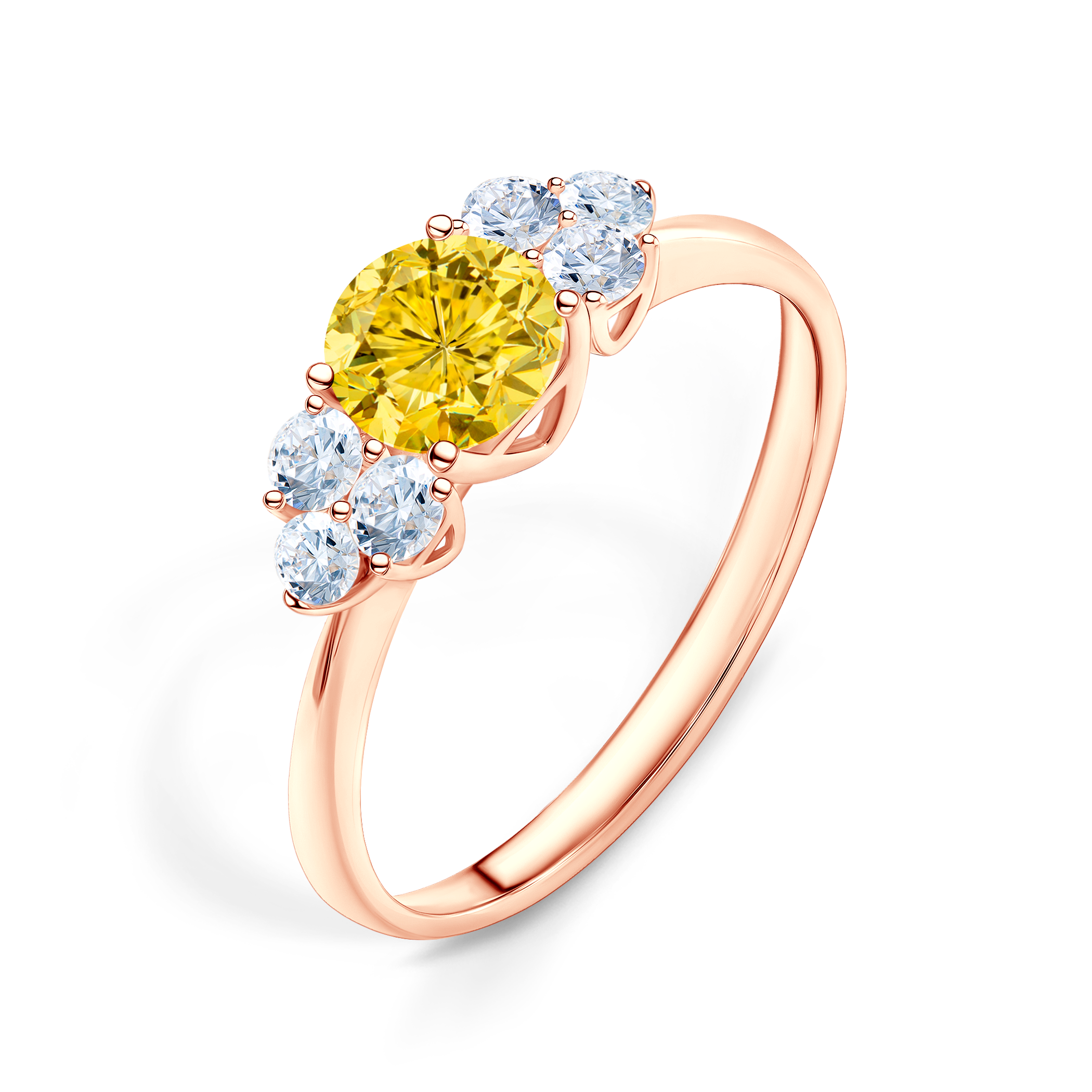 Pierścionek zaręczynowy Fairytale: różowe złoto, żółty szafir