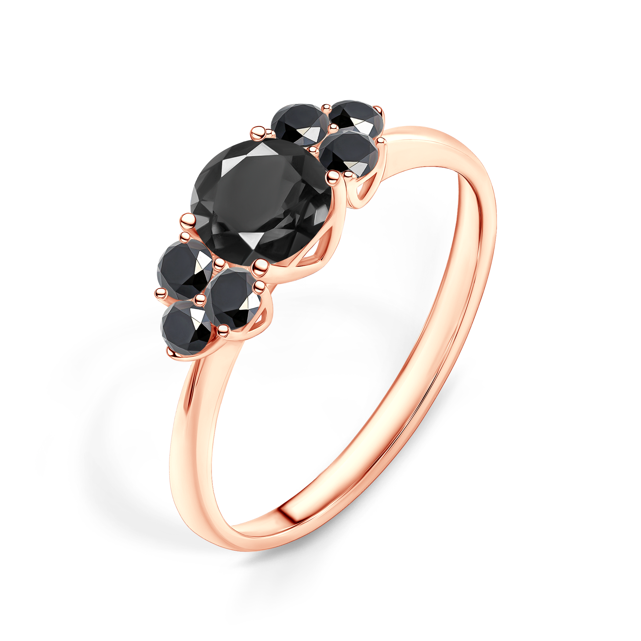 Pierścionek zaręczynowy Fairytale: różowe złoto, czarny diament