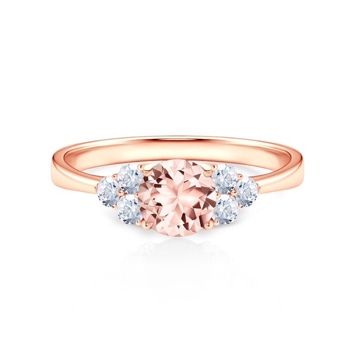 Zásnubní prsten Fairytale: růžové zlato, morganit, bílé safíry
