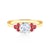 Zásnubní prsten Fairytale: žluté zlato, bílý safír, rubíny