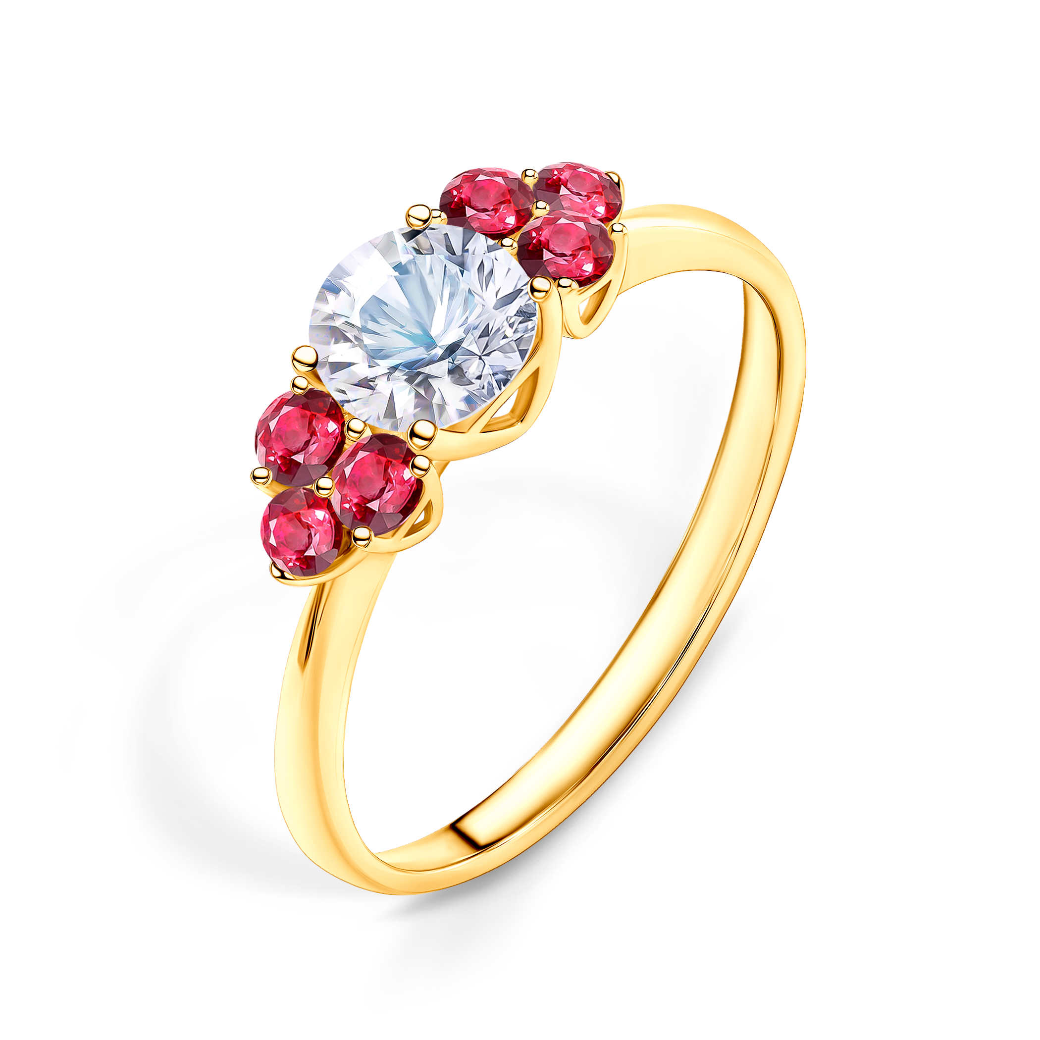 Verlobungsring Fairytale: Gold, Weißer Saphir