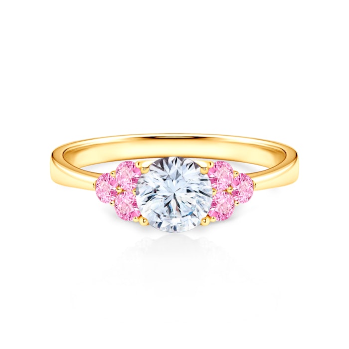 Fairytale Collection | Side-Stone Engagement Ring: gold, white sapphire