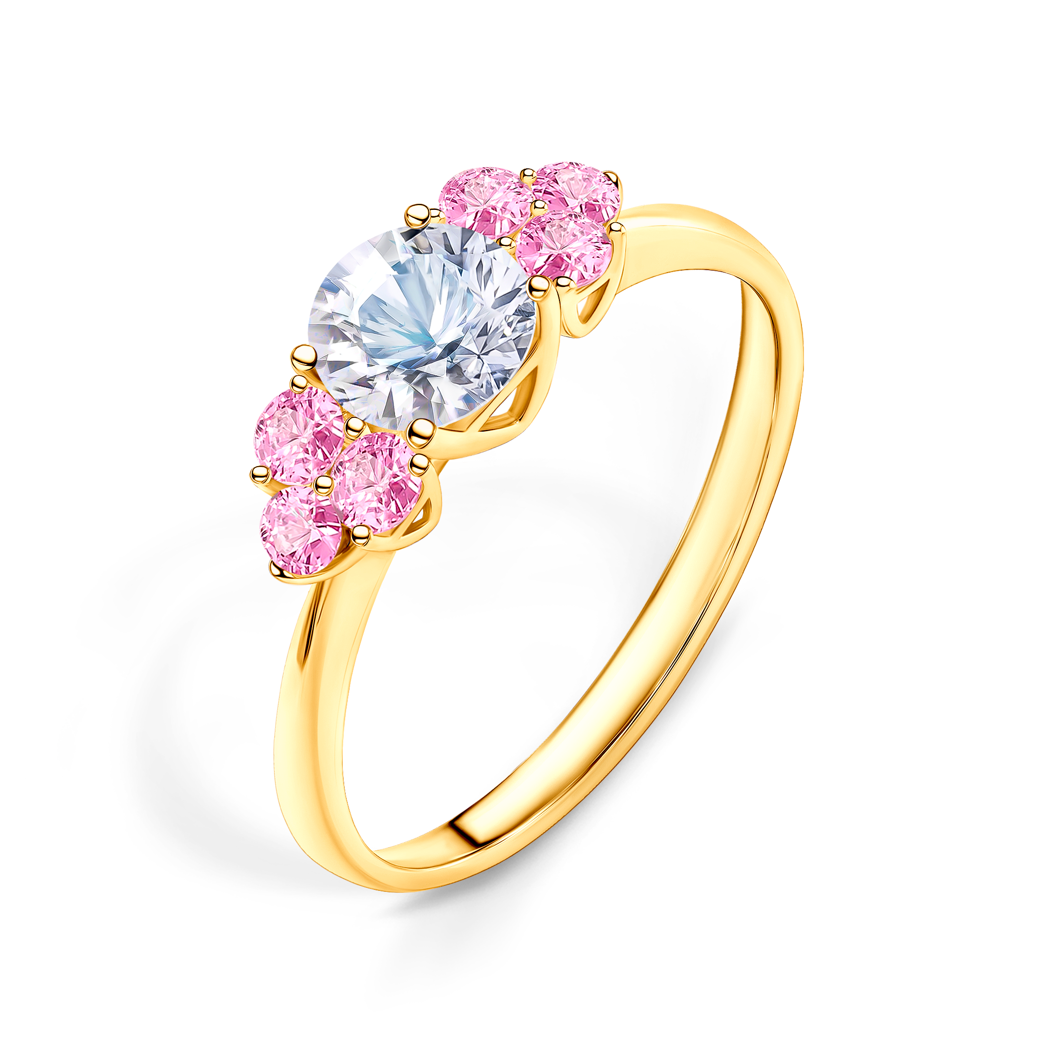 Pierścionek zaręczynowy Fairytale: złoty, biały szafir