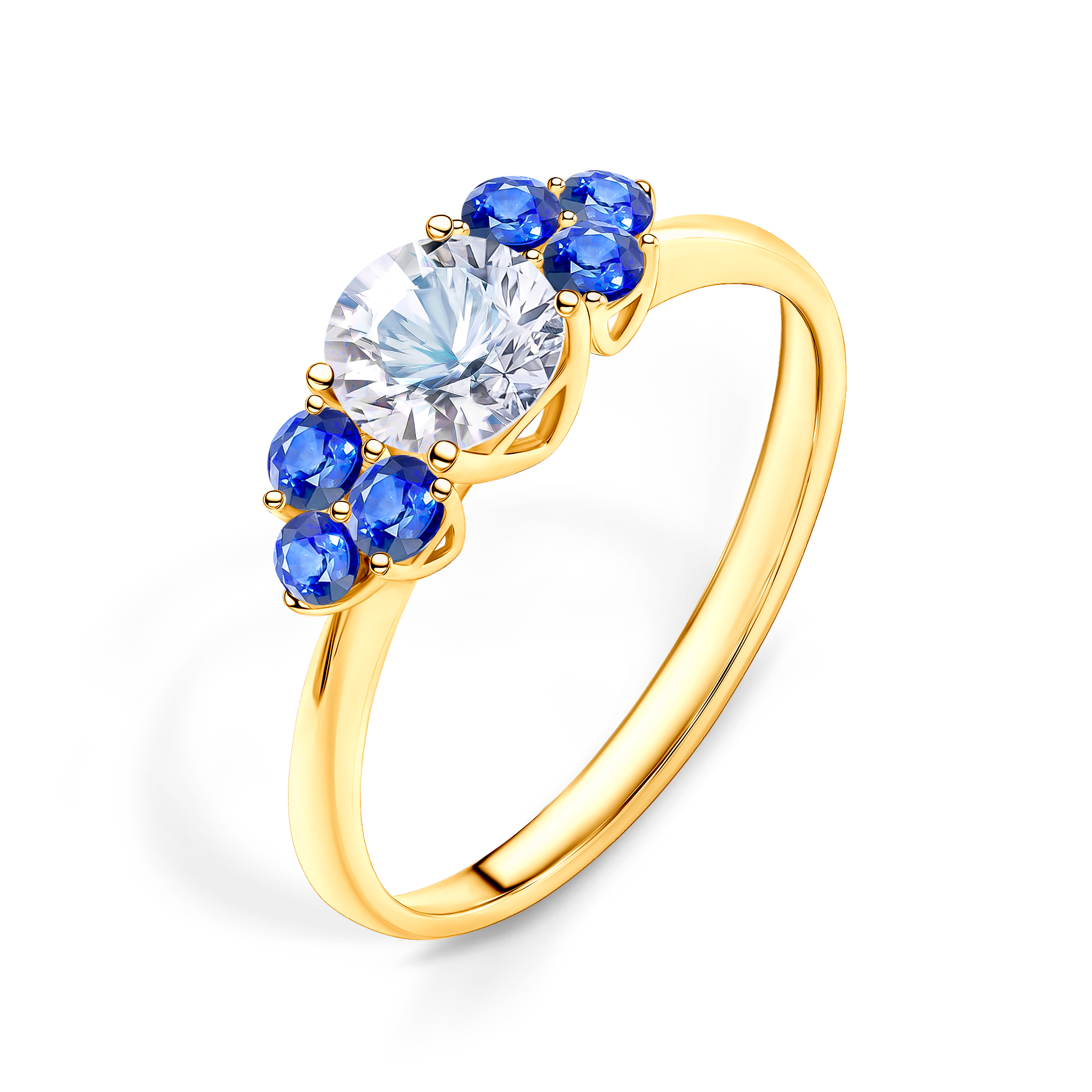 Pierścionek zaręczynowy Fairytale: złoty, biały szafir