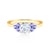 Zásnubní prsten Fairytale: žluté zlato, bílý safír, tanzanity