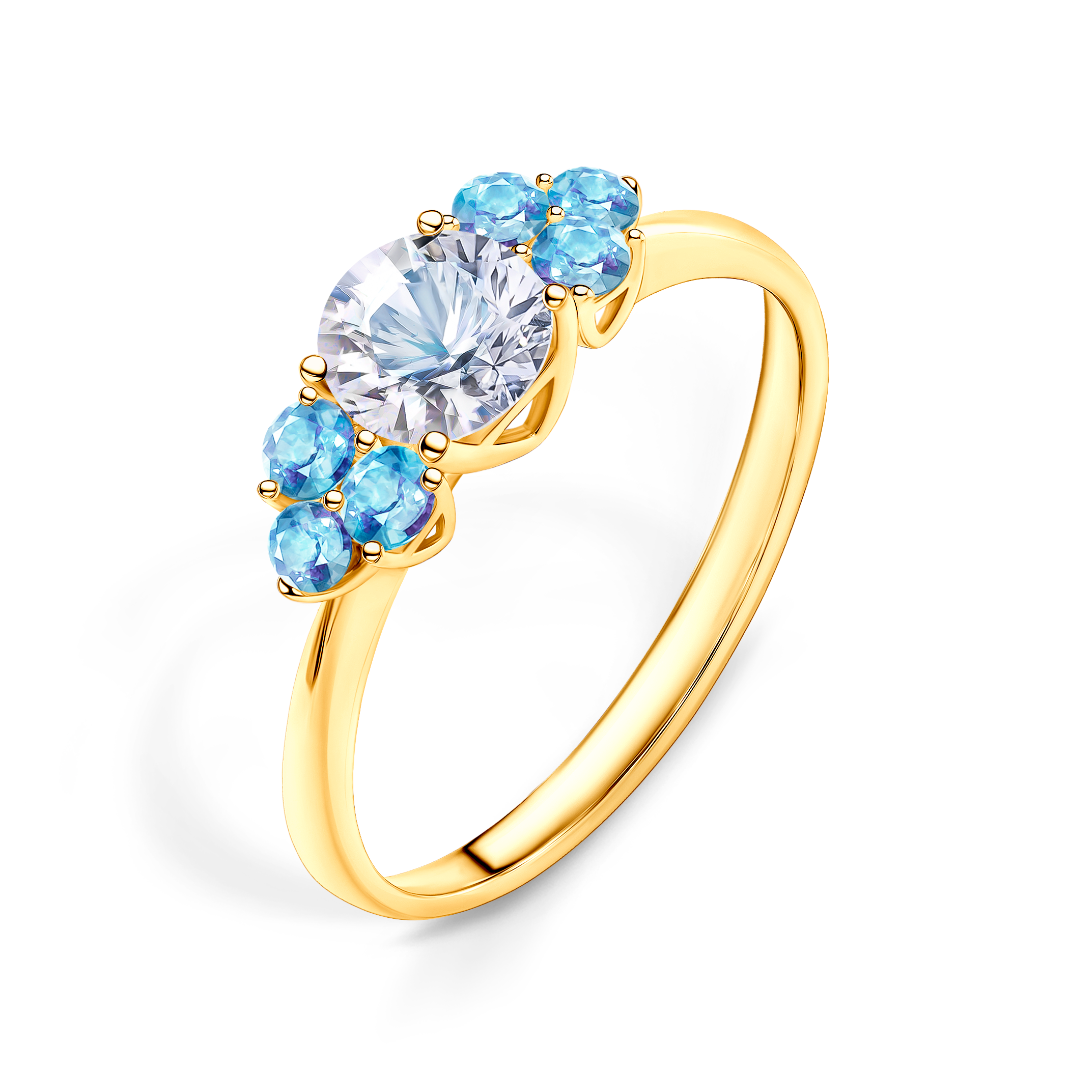 Verlobungsring Fairytale: Gold, Weißer Saphir