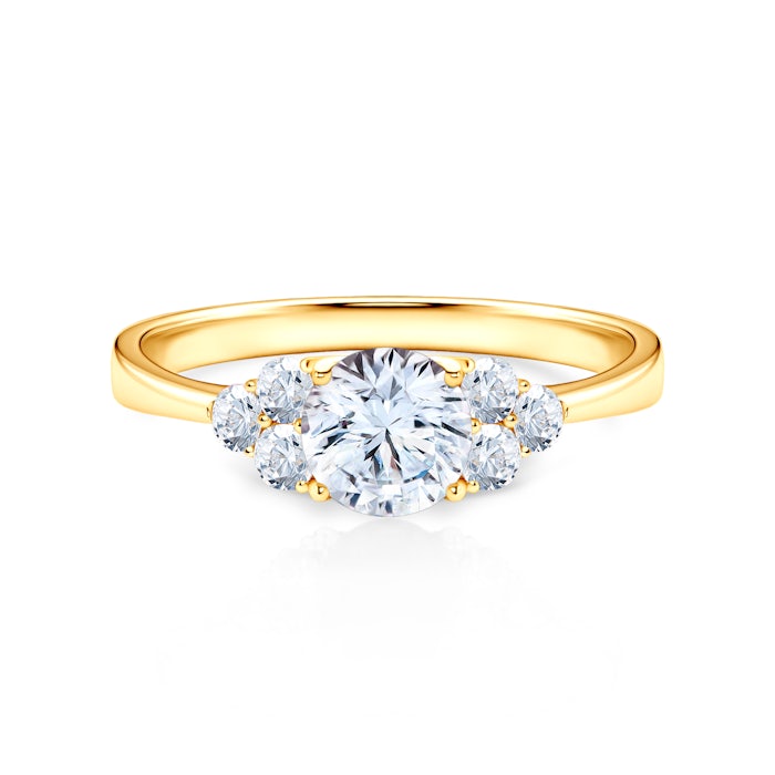 Zásnubní prsten Fairytale: žluté zlato, bílé safíry