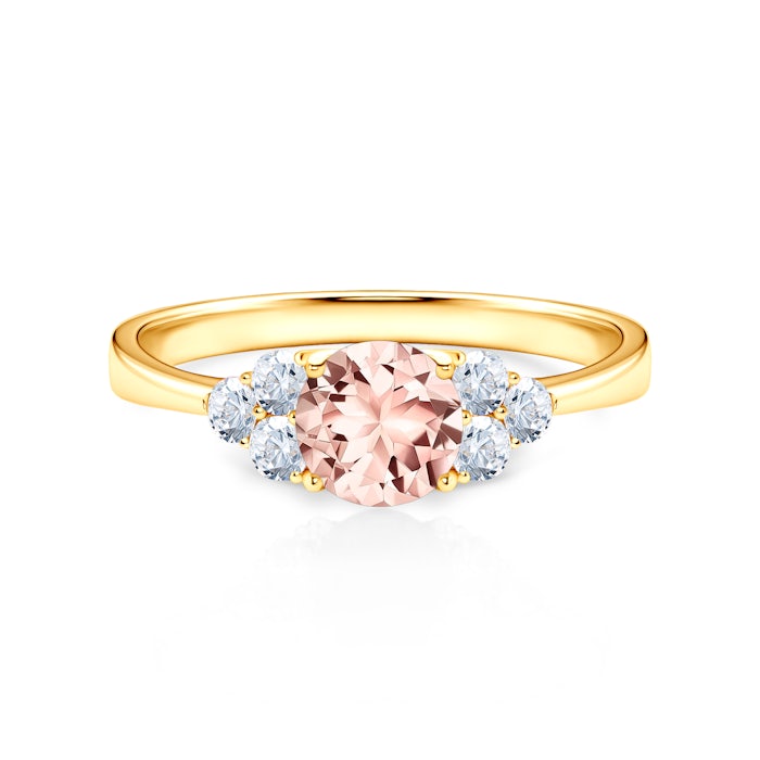 Zásnubní prsten Fairytale: žluté zlato, morganit, bílé safíry