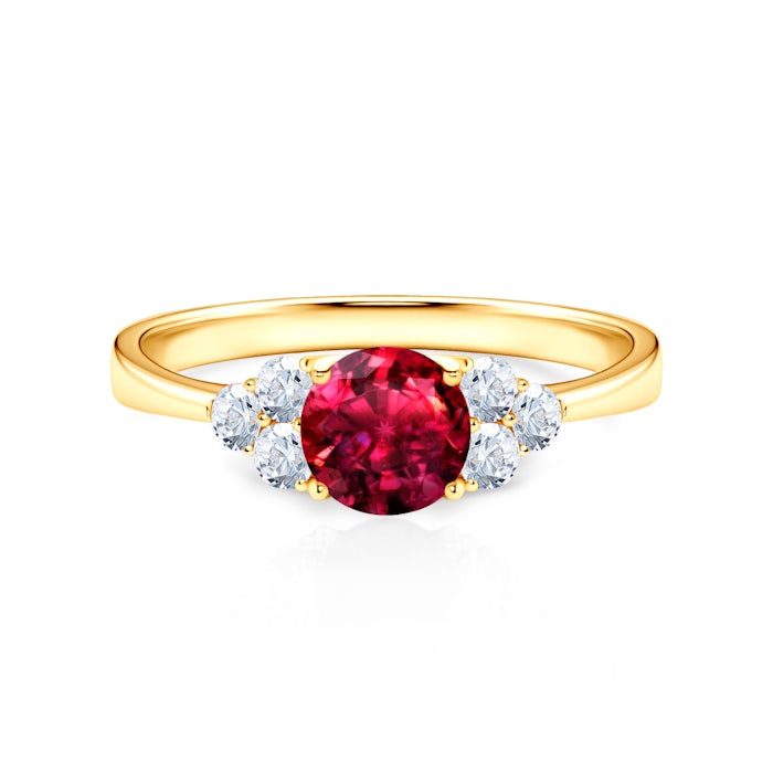 Fairytale Collection | Side-Stone Engagement Ring: gold, ruby
