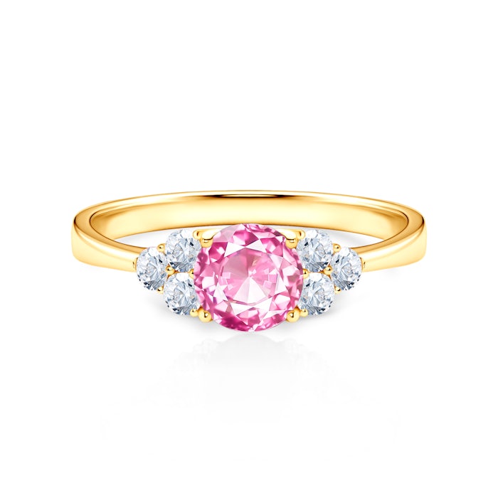 Fairytale Collection | Side-Stone Engagement Ring: gold, rose sapphire