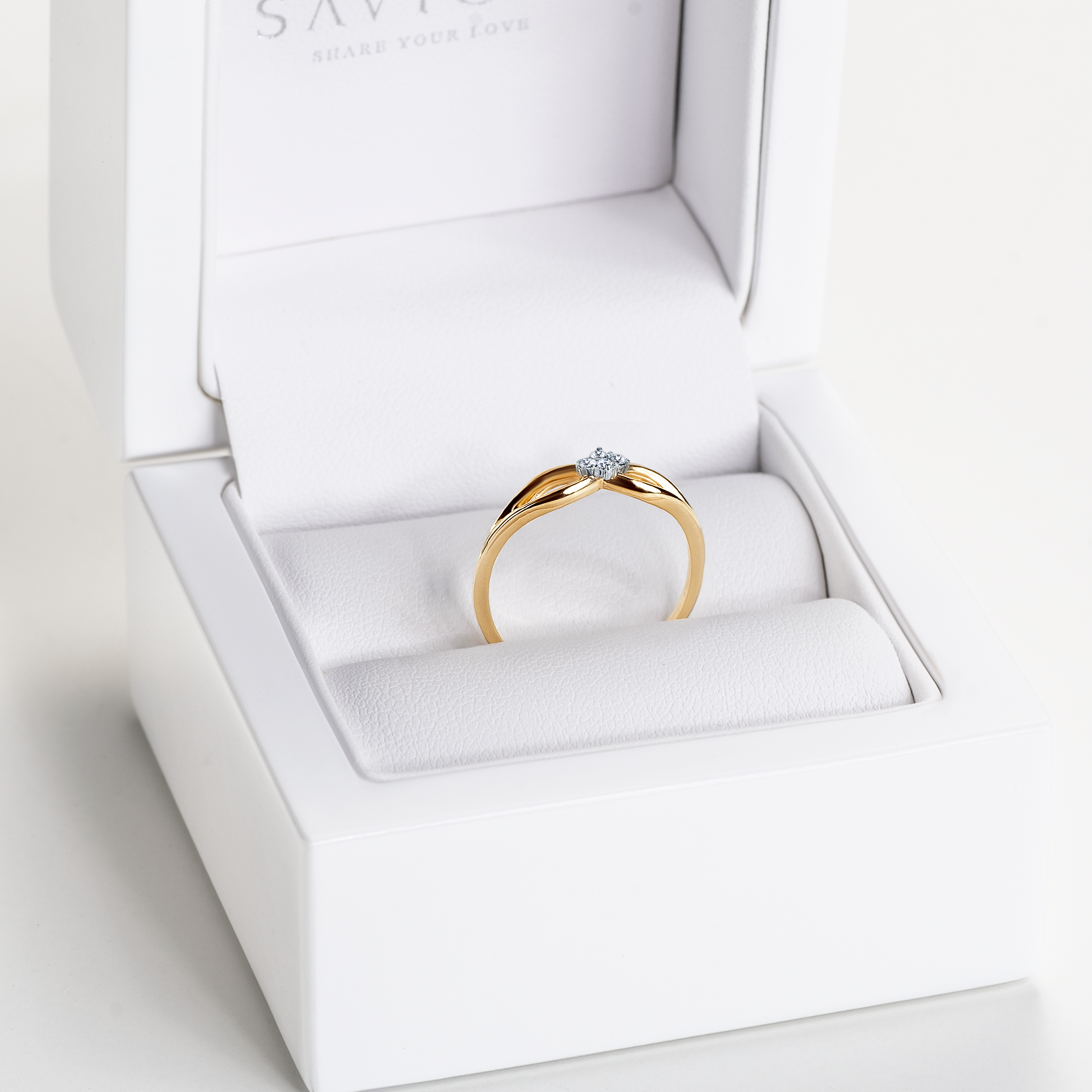 Verlobungsring Savicki: Zweifarbiges Gold, Diamanten