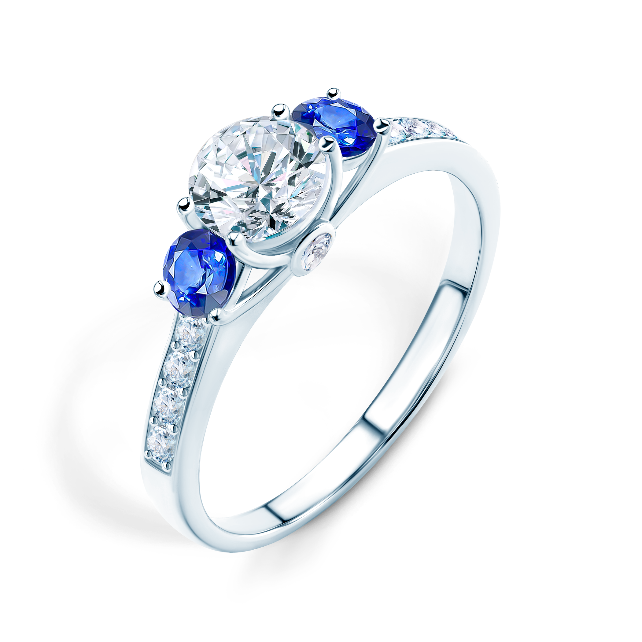 Pierścionek zaręczynowy Dream: białe złoto, biały szafir