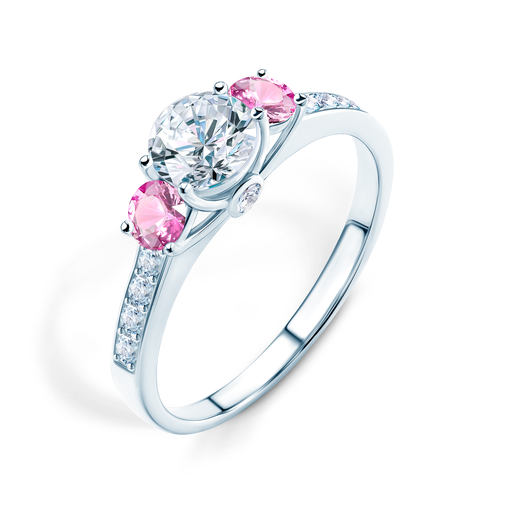 Verlobungsring Dream: Weißgold, Weißer Saphir - 4