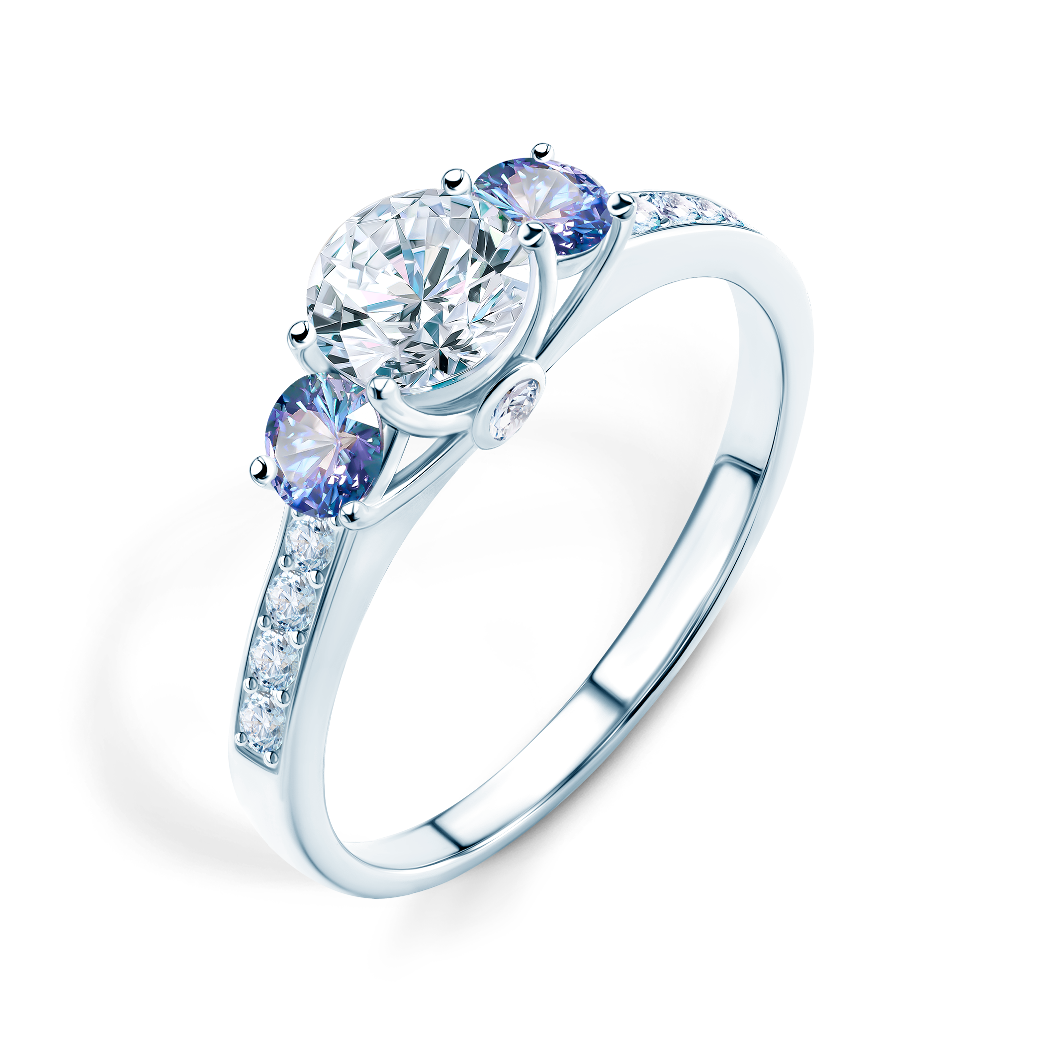 Pierścionek zaręczynowy Dream: białe złoto, biały szafir
