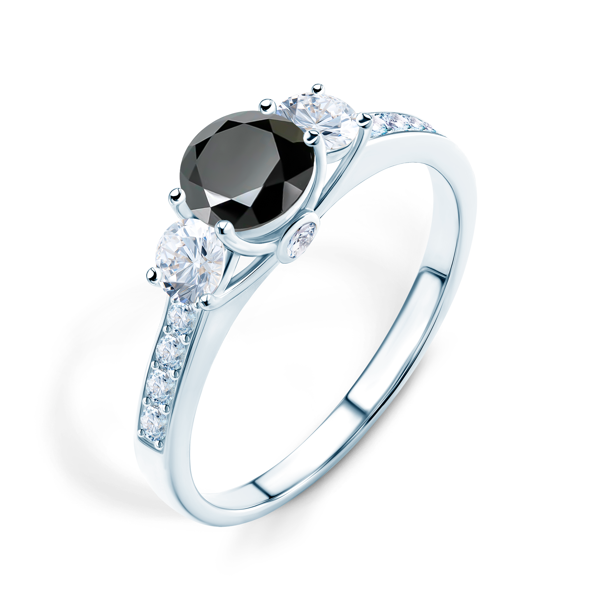 Pierścionek zaręczynowy Dream: białe złoto, czarny diament