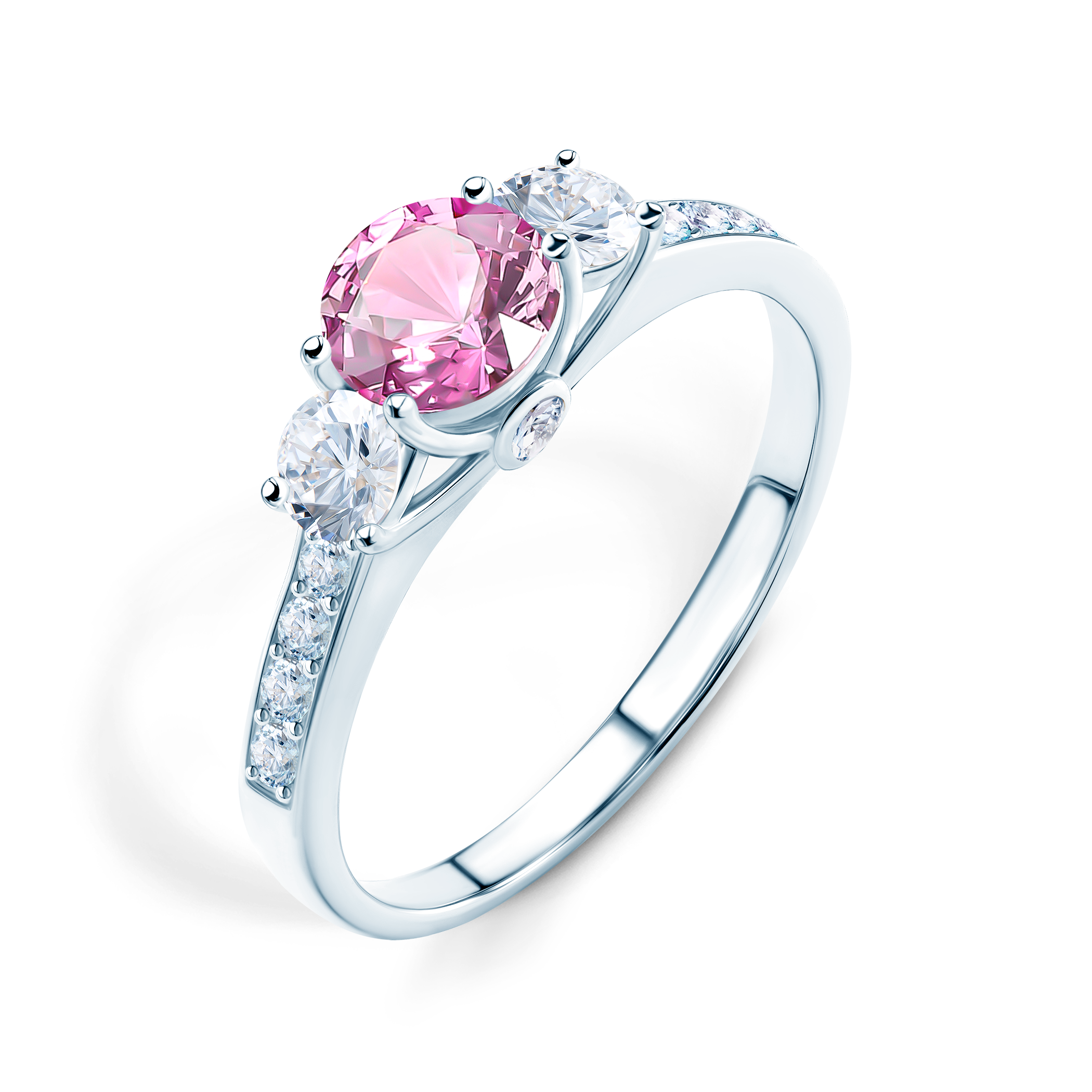 Verlobungsring Dream: Weißgold, Rosa Saphir