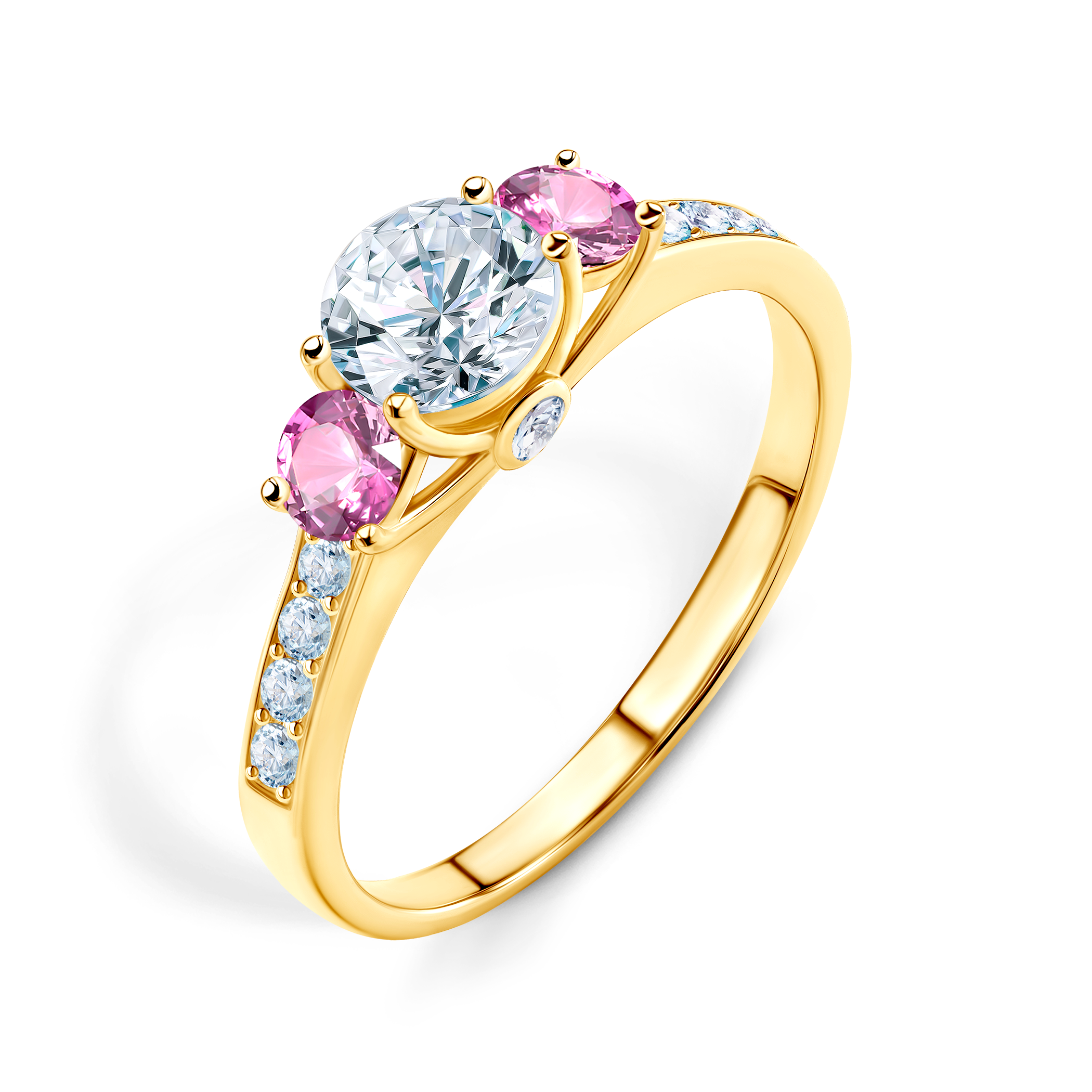 Verlobungsring Dream: Gold, Weißer Saphir