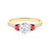 Zásnubní prsten Dream: žluté zlato, bílý safír, rubíny
