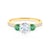 Zásnubní prsten Dream: žluté zlato, bílý safír, smaragdy