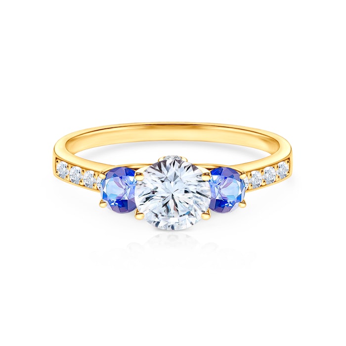 Pierścionek zaręczynowy Dream: złoty, biały szafir