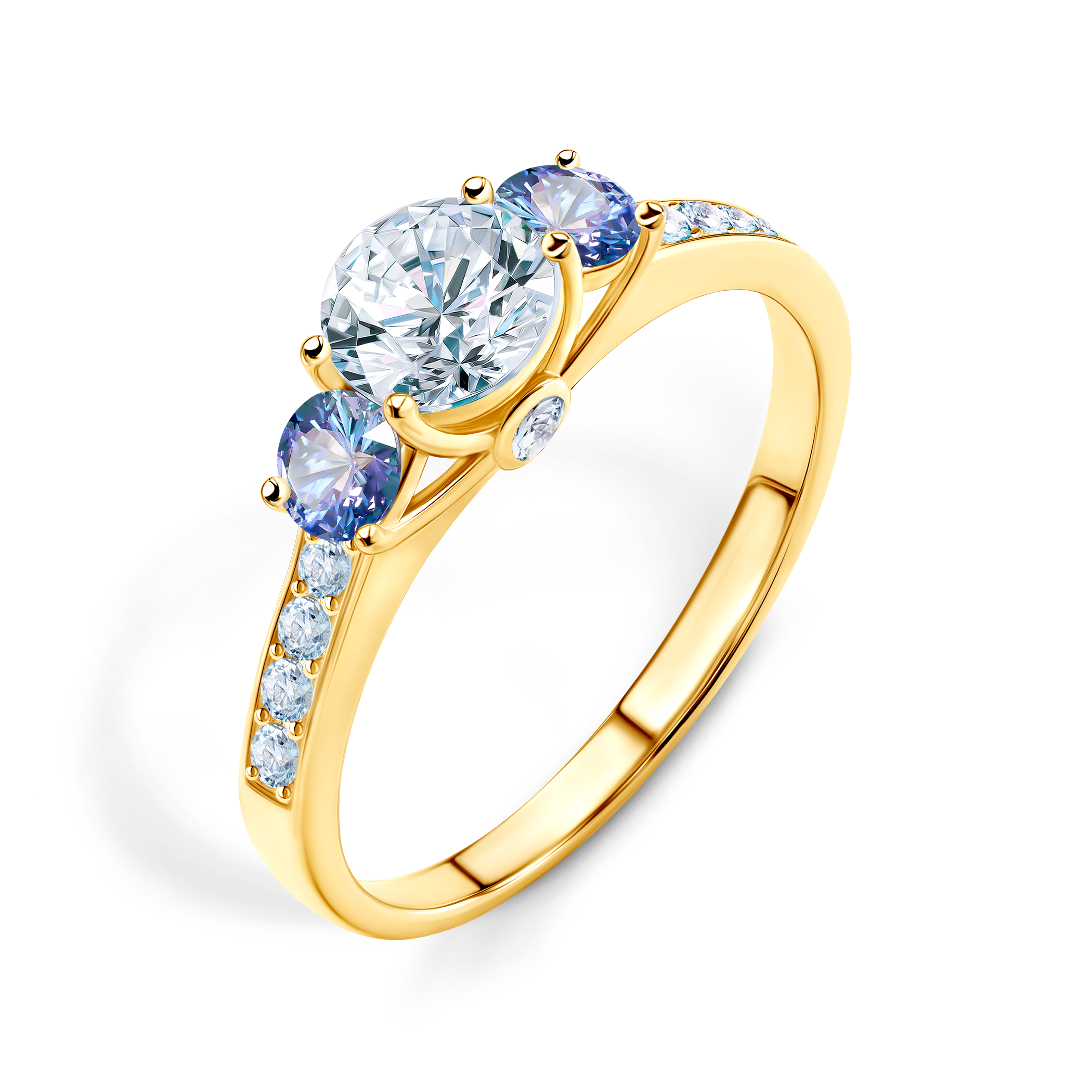 Pierścionek zaręczynowy Dream: złoty, biały szafir