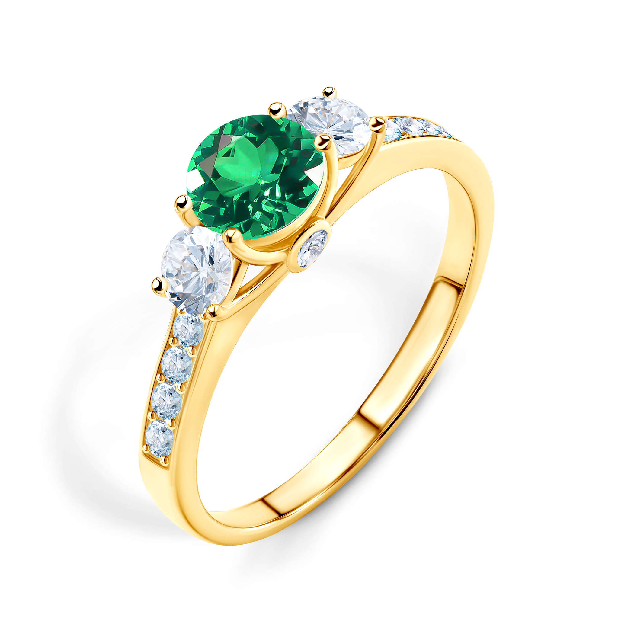 Pierścionek zaręczynowy Dream: złoty, szmaragd 0,50 ct