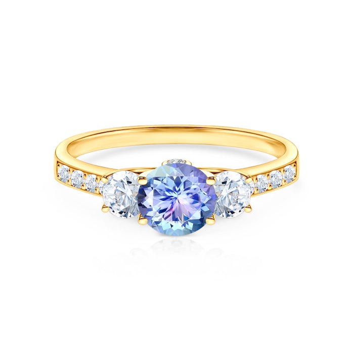 Zásnubný prsteň Dream: žlté zlato, tanzanit