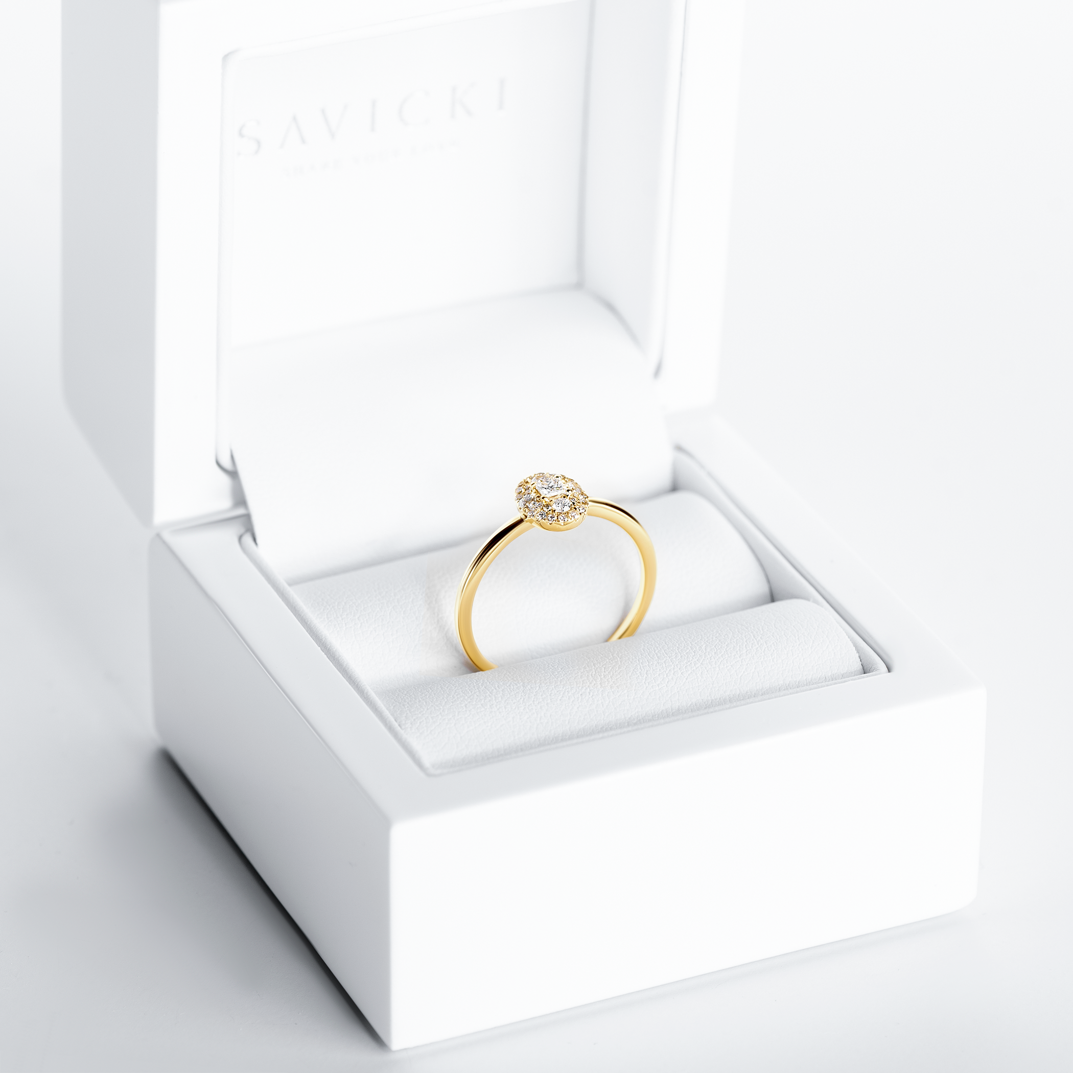 Pierścionek zaręczynowy SAVICKI: złoty, diamenty