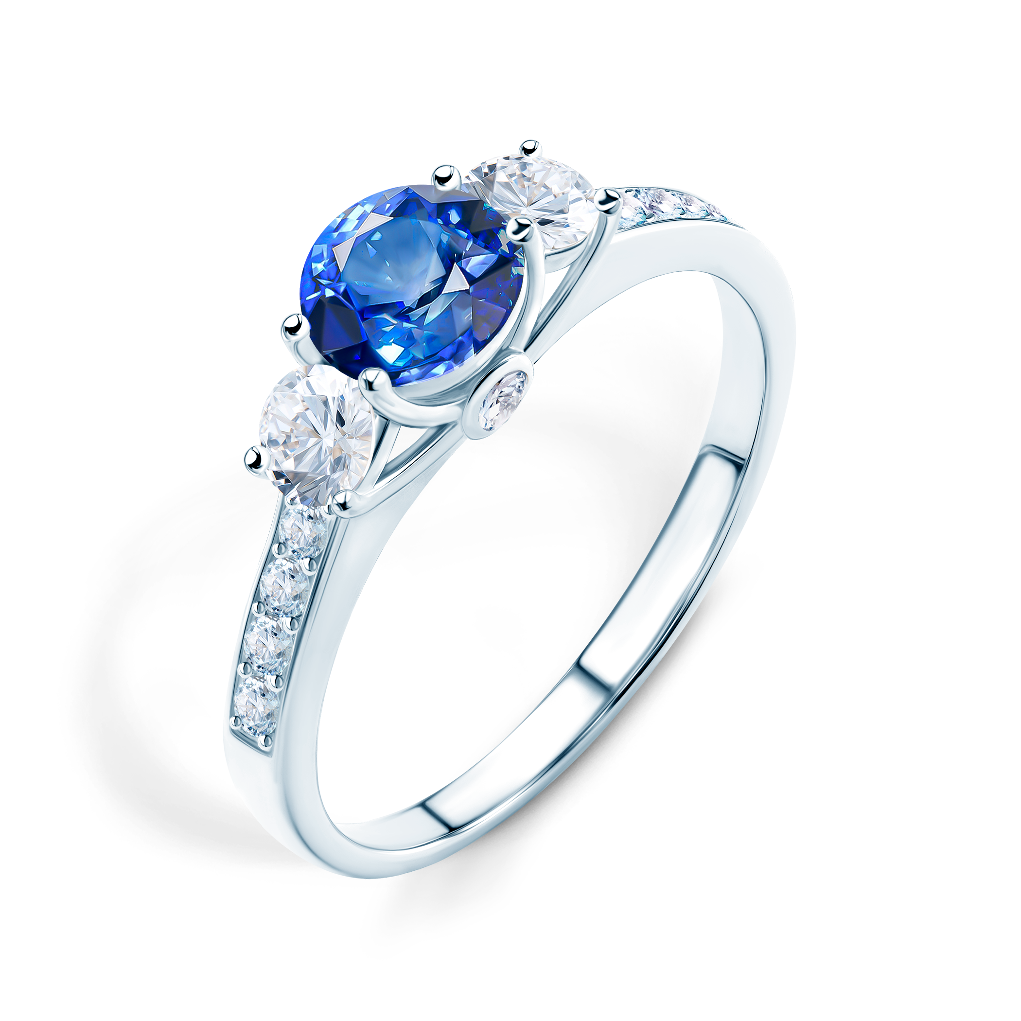 Verlobungsring Dream: Weißgold, Blauer Saphir