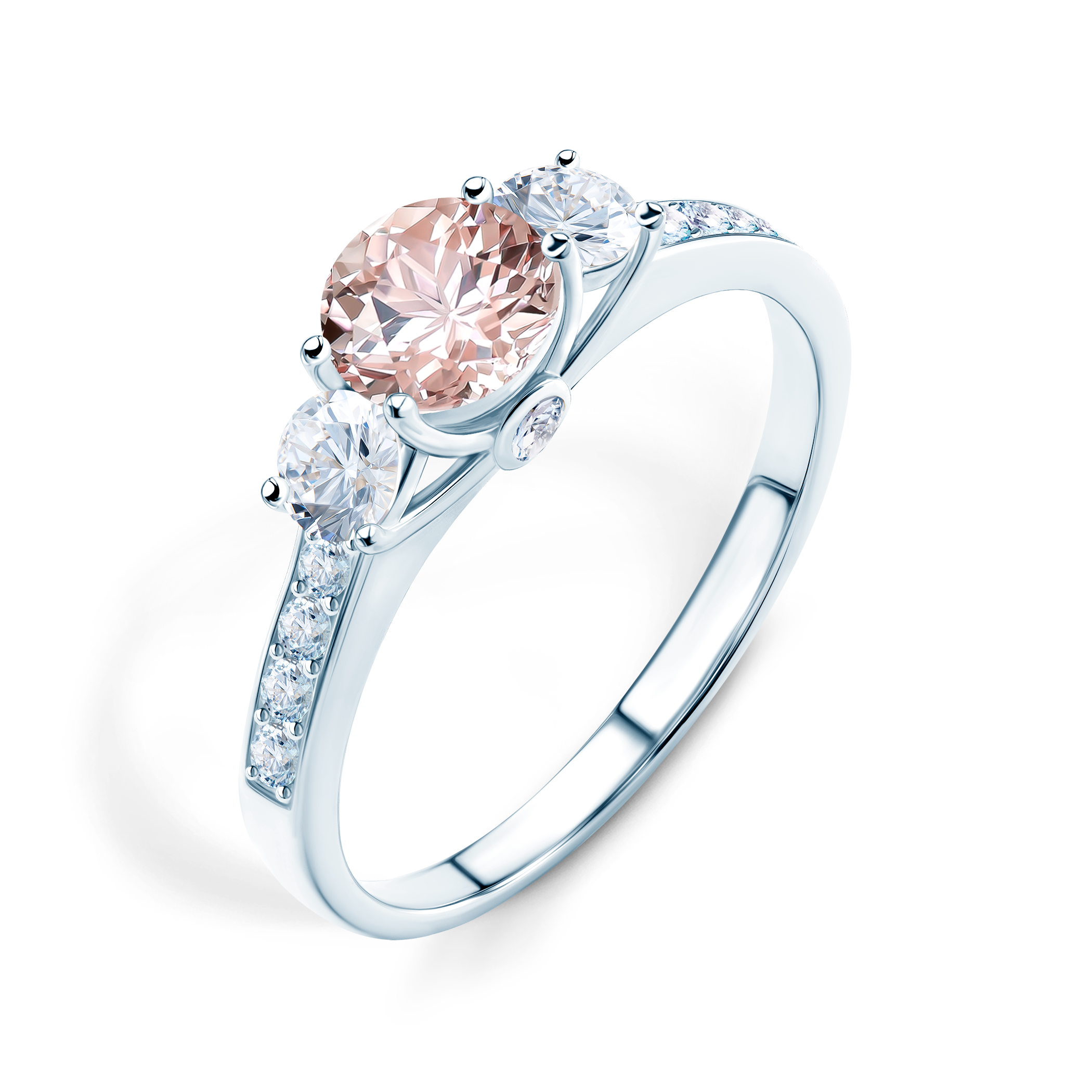 Pierścionek zaręczynowy Dream: białe złoto, morganit