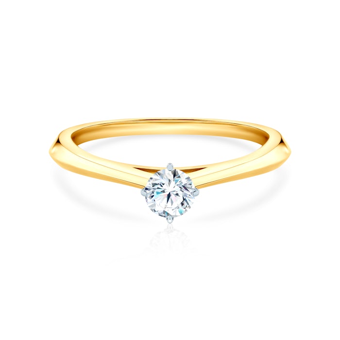 The Light Collection | Solitaire Engagement Ring: two colour gold, diamond