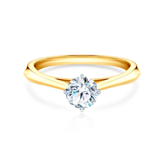 The Light Collection | Solitaire Engagement Ring: two colour gold, diamond