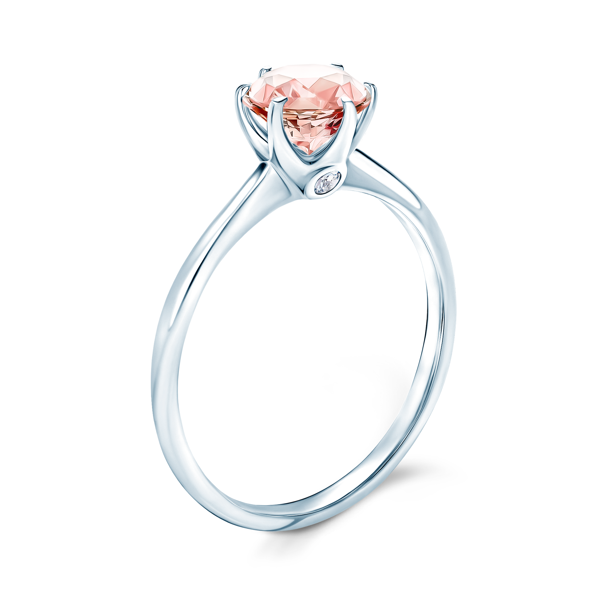 Pierścionek zaręczynowy The Journey: białe złoto, morganit