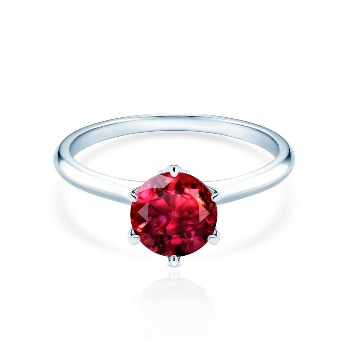 The Journey Collection | Solitaire Engagement Ring: white gold, ruby