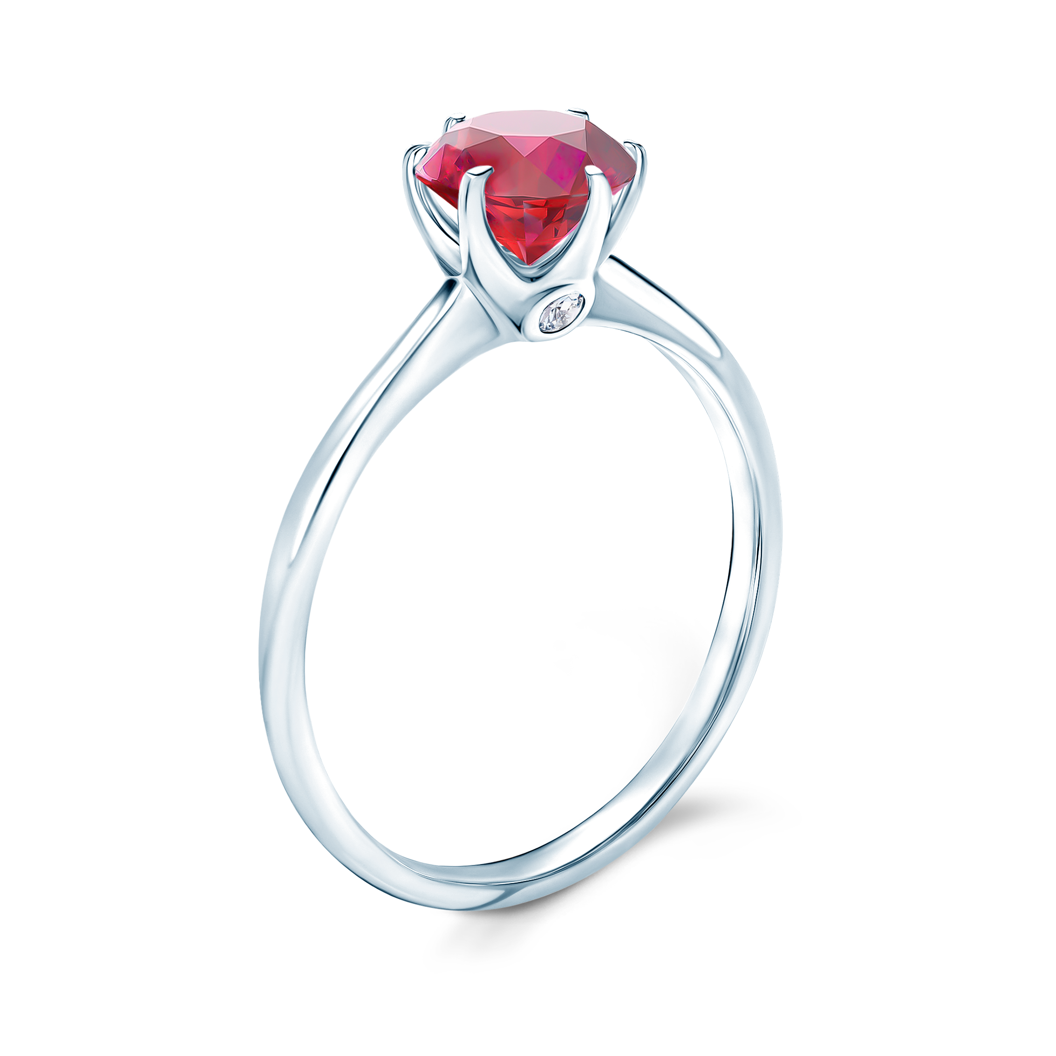 Pierścionek zaręczynowy The Journey: białe złoto, rubin