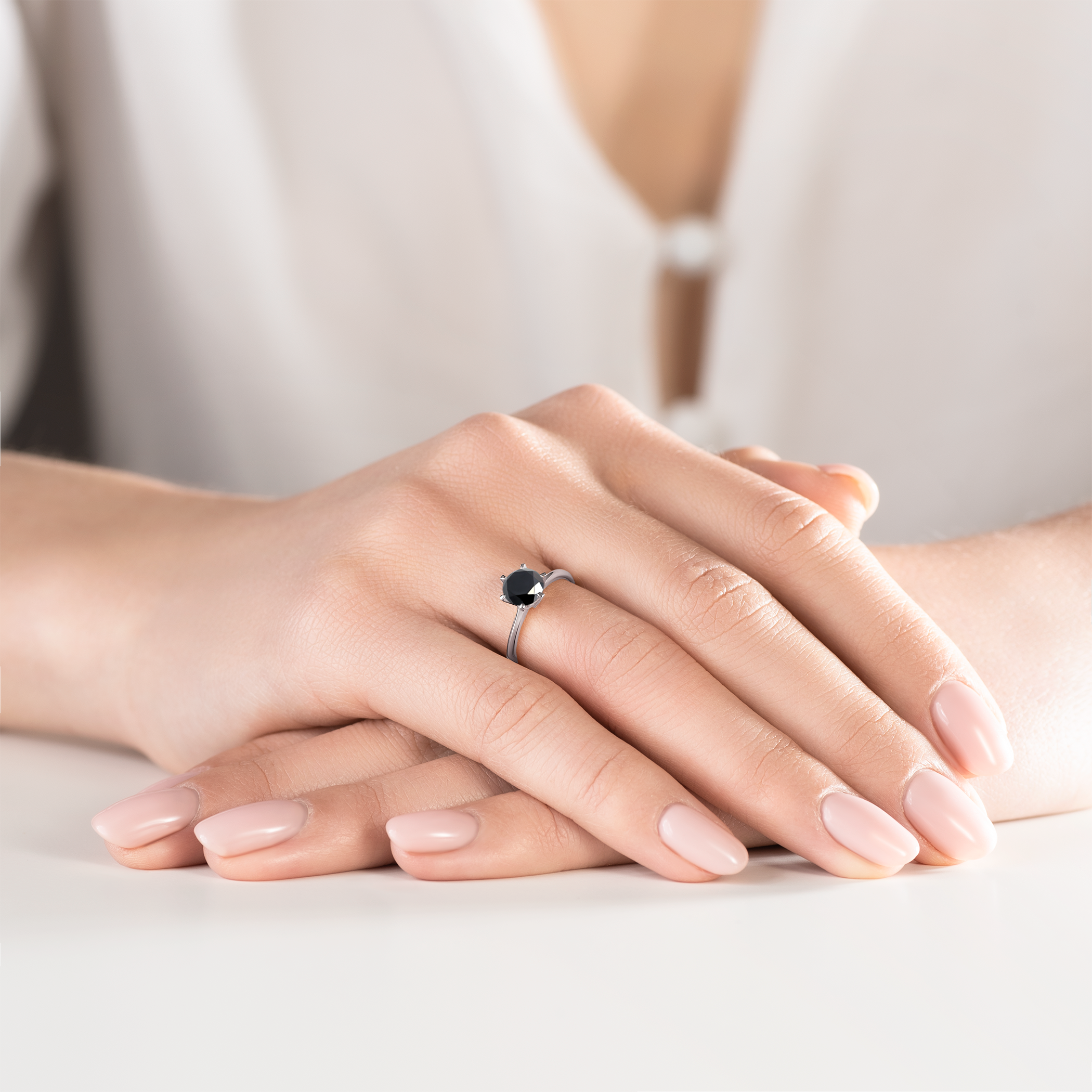 Verlobungsring The Journey: Weißgold, Schwarz Diamant