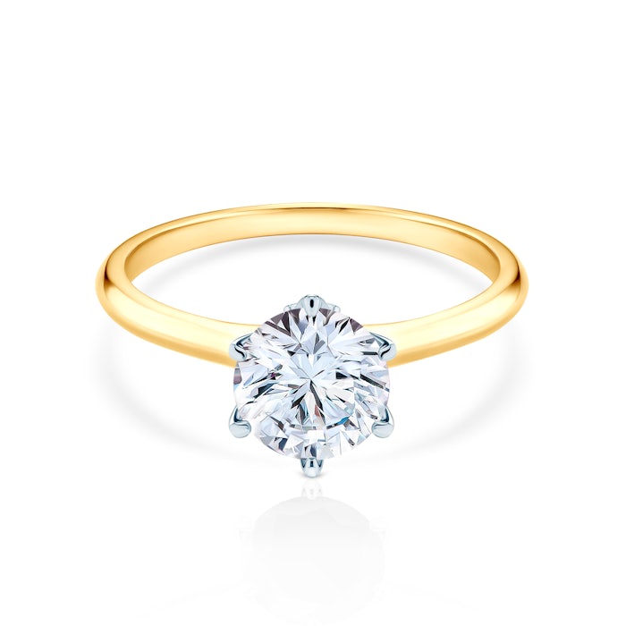 The Journey Collection | Solitaire Engagement Ring: two colour gold, white sapphire