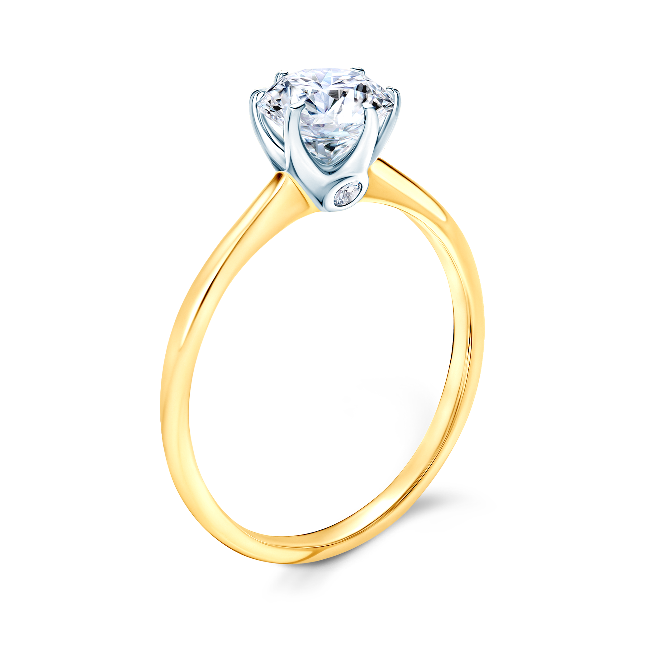 Verlobungsring The Journey: Zweifarbiges Gold, mit weißem Saphir