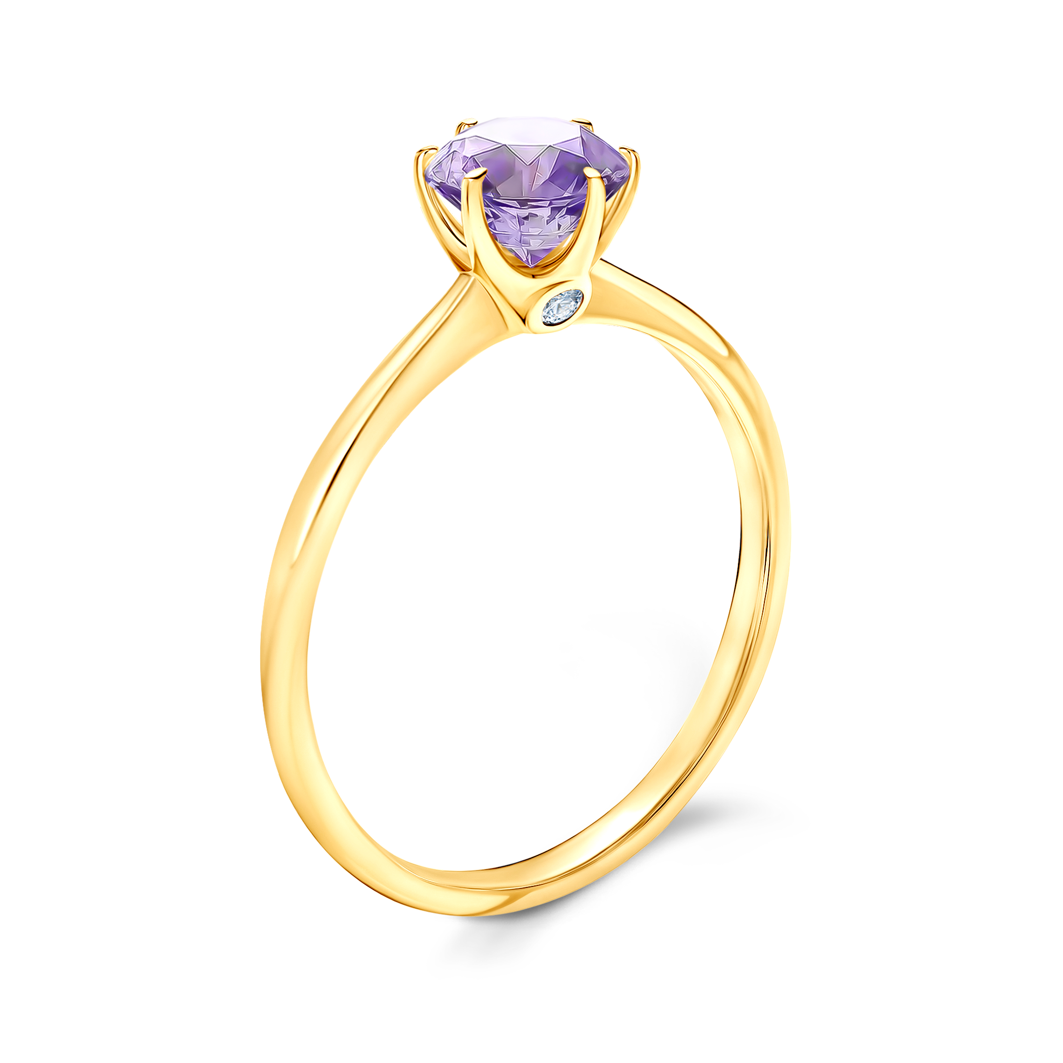 Pierścionek zaręczynowy The Journey: złoty, fioletowy szafir - 4