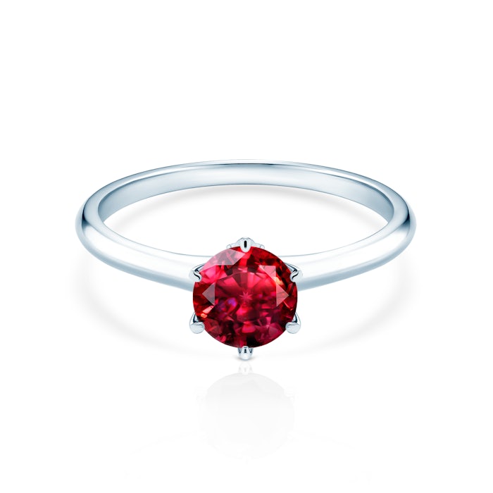 Pierścionek zaręczynowy The Journey: białe złoto, rubin