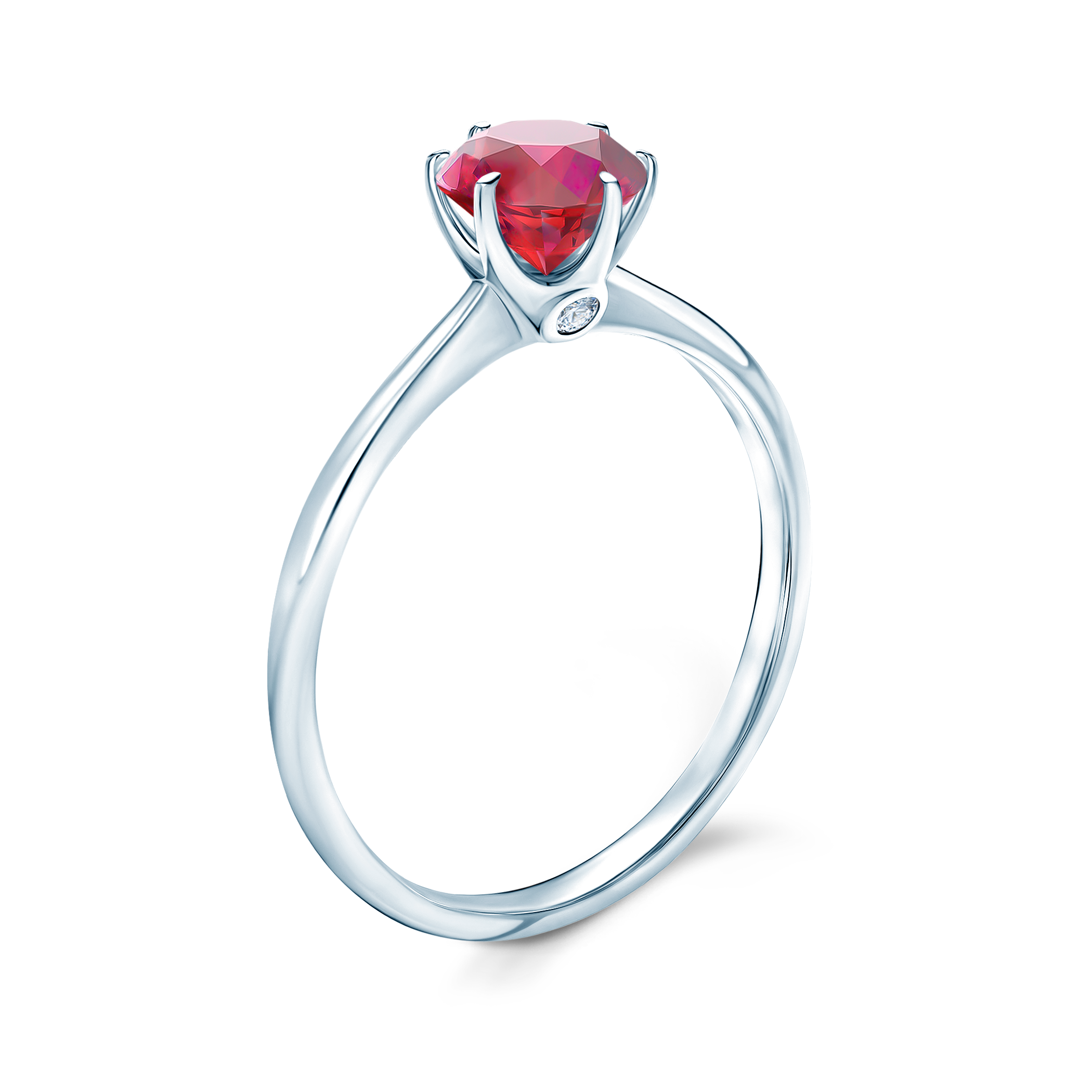 Pierścionek zaręczynowy The Journey: białe złoto, rubin