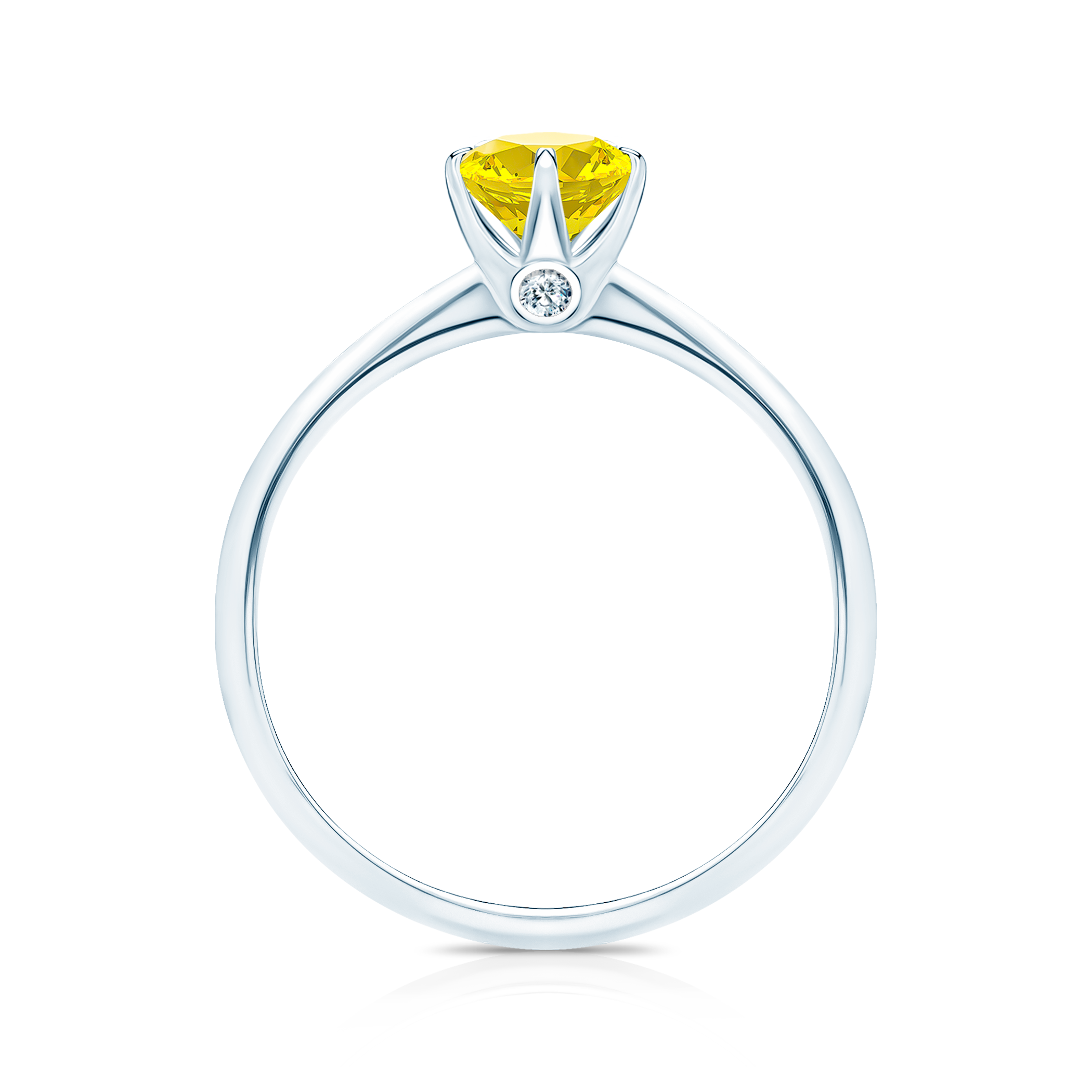 Pierścionek zaręczynowy The Journey: białe złoto, żółty szafir - 3