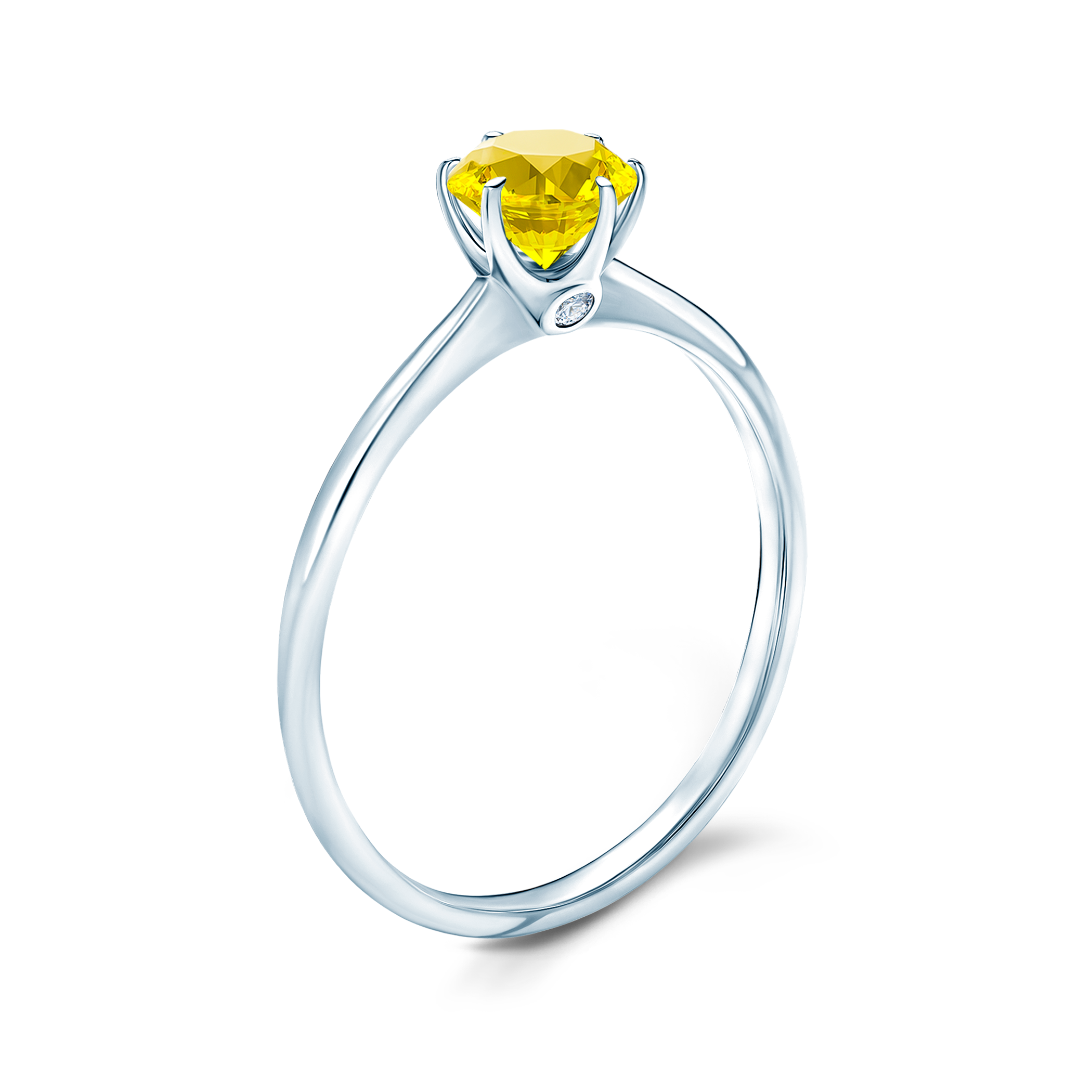 Pierścionek zaręczynowy The Journey: białe złoto, żółty szafir - 4