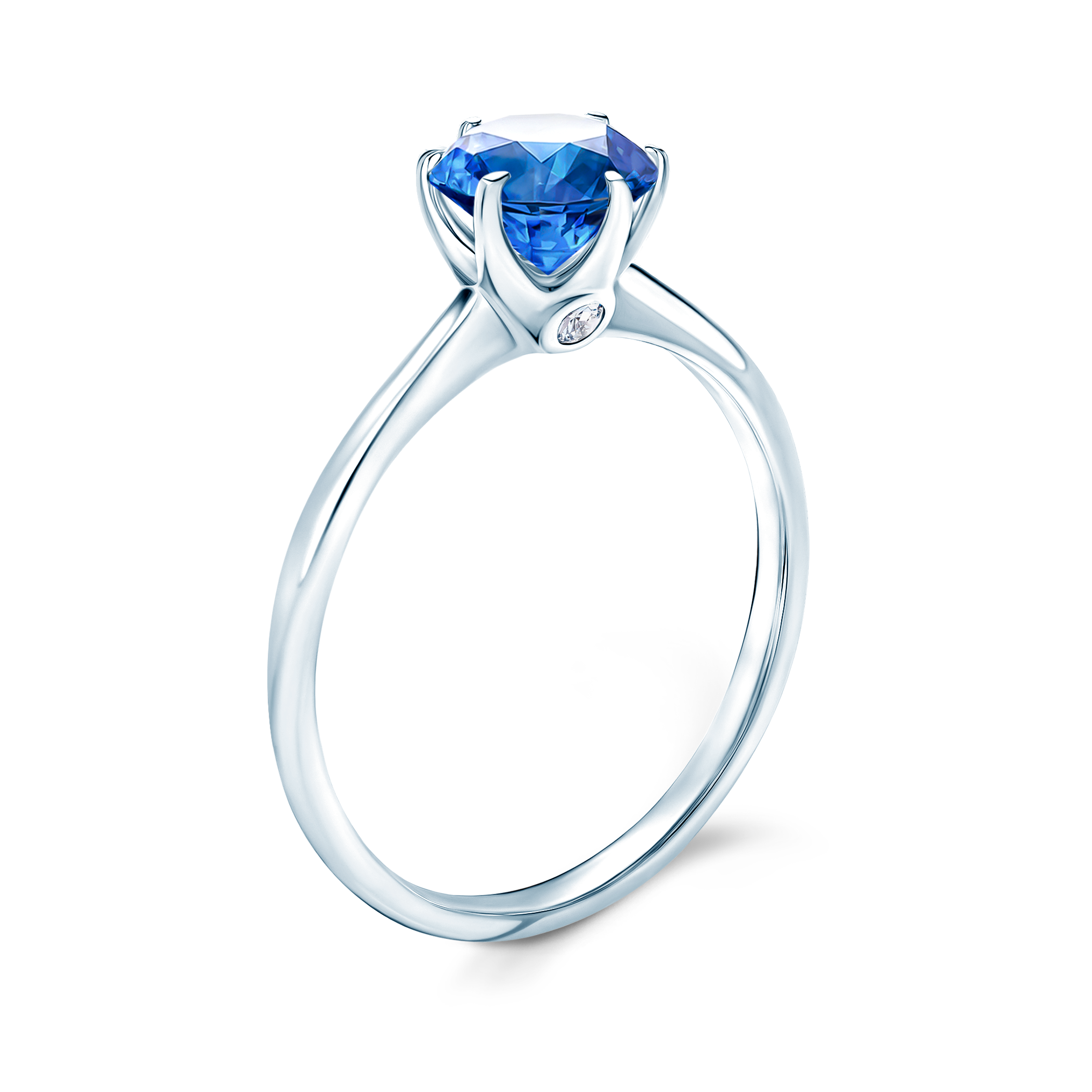 Pierścionek zaręczynowy The Journey: białe złoto, niebieski szafir