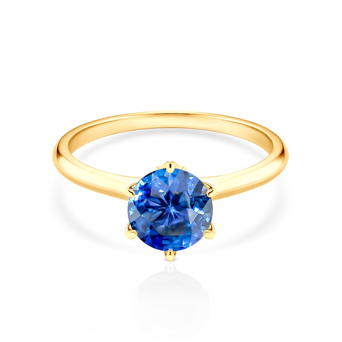 Zásnubní prsten The Journey: žluté zlato, modrý safír