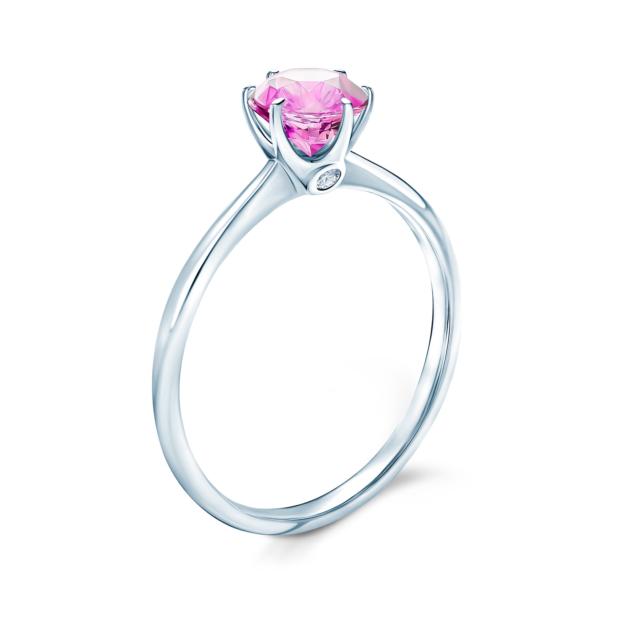 Verlobungsring The Journey: Weißgold, Rosa Saphir - 4