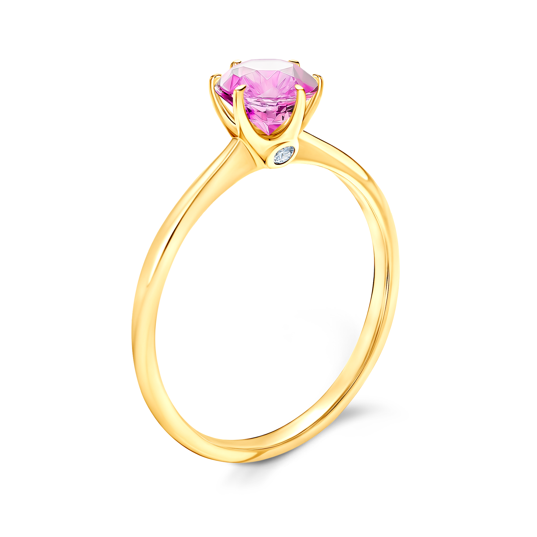 Verlobungsring The Journey: Gold, Rosa Saphir