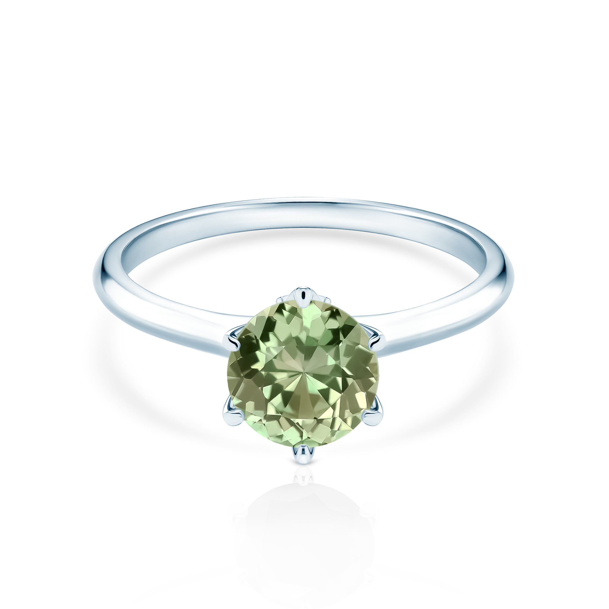 Zásnubní prsten The Journey: bílé zlato, zelený safír