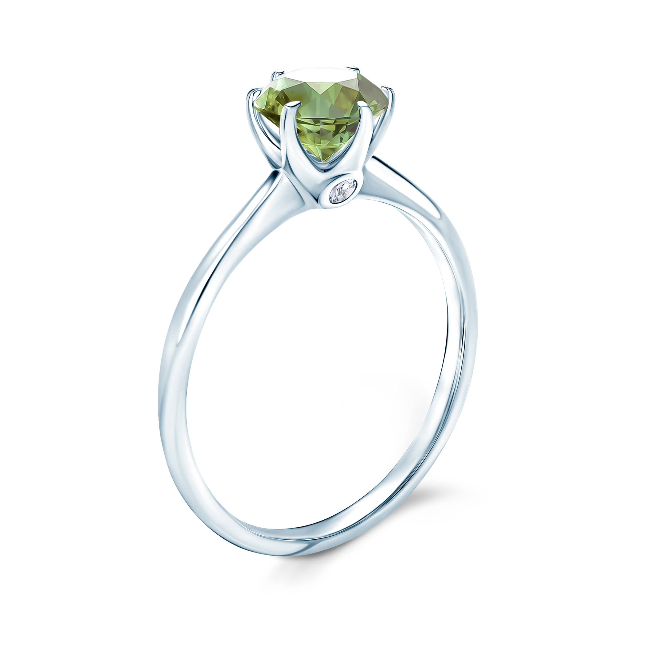 Pierścionek zaręczynowy The Journey: białe złoto, zielony szafir - 4